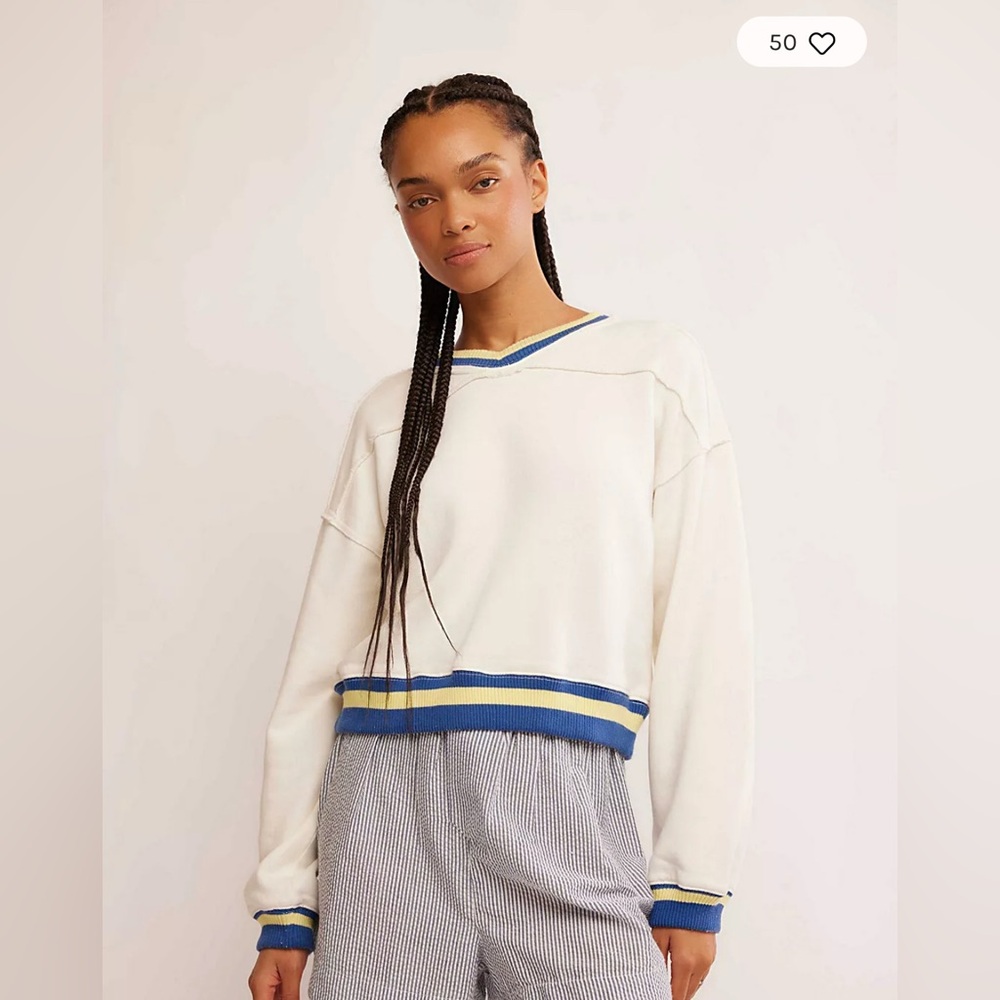 NWT Free People Rio Striped Hem Sweatshirt, XS